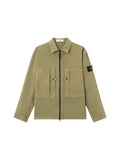Stone Island Rip-Stop Mercerised Cotton Overshirt In Military Green