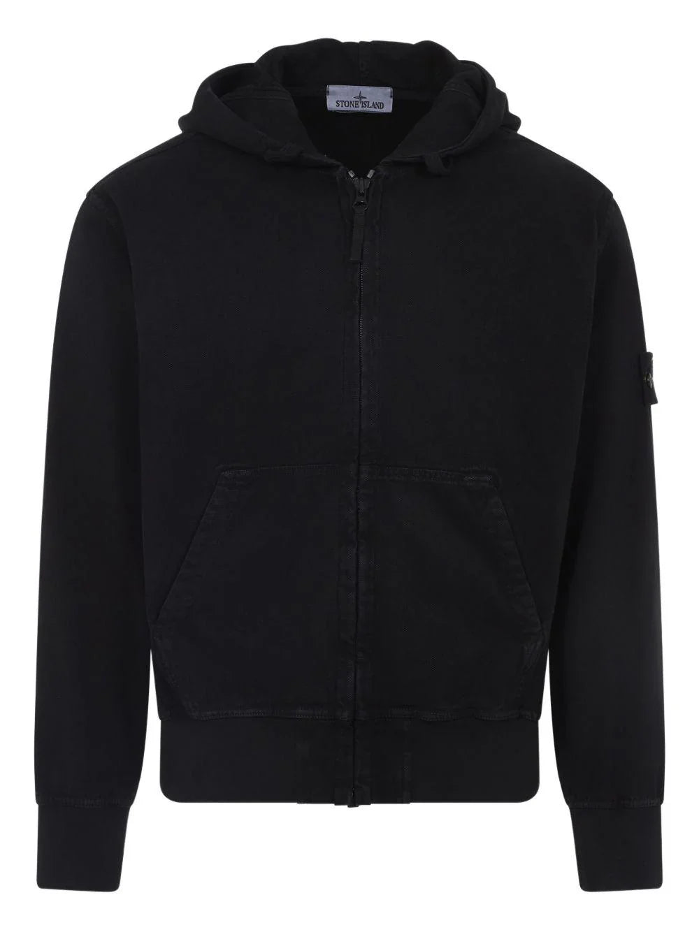 Stone Island Panama Organic Cotton Hooded Canvas Work Jacket In Black
