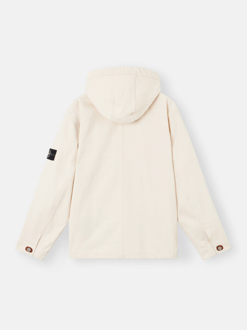 Stone Island Natural Cotton Gabardine Raw Beauty Jacket In Ivory