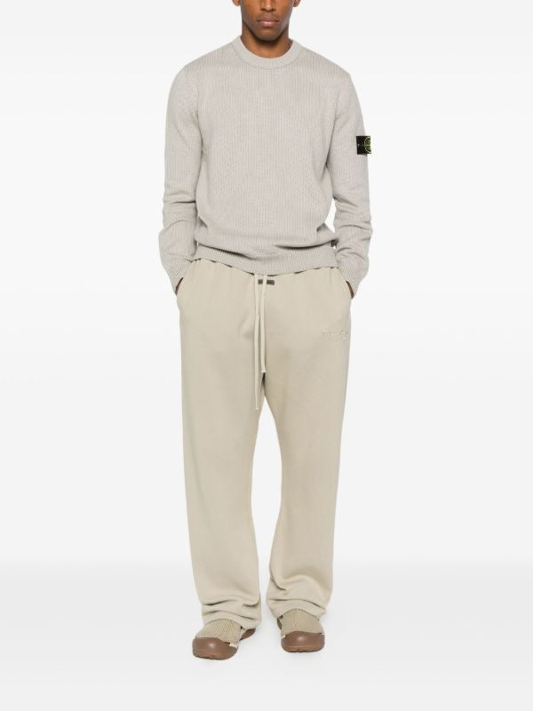 Stone Island Ribbed Sweatshirt In Pearl Grey