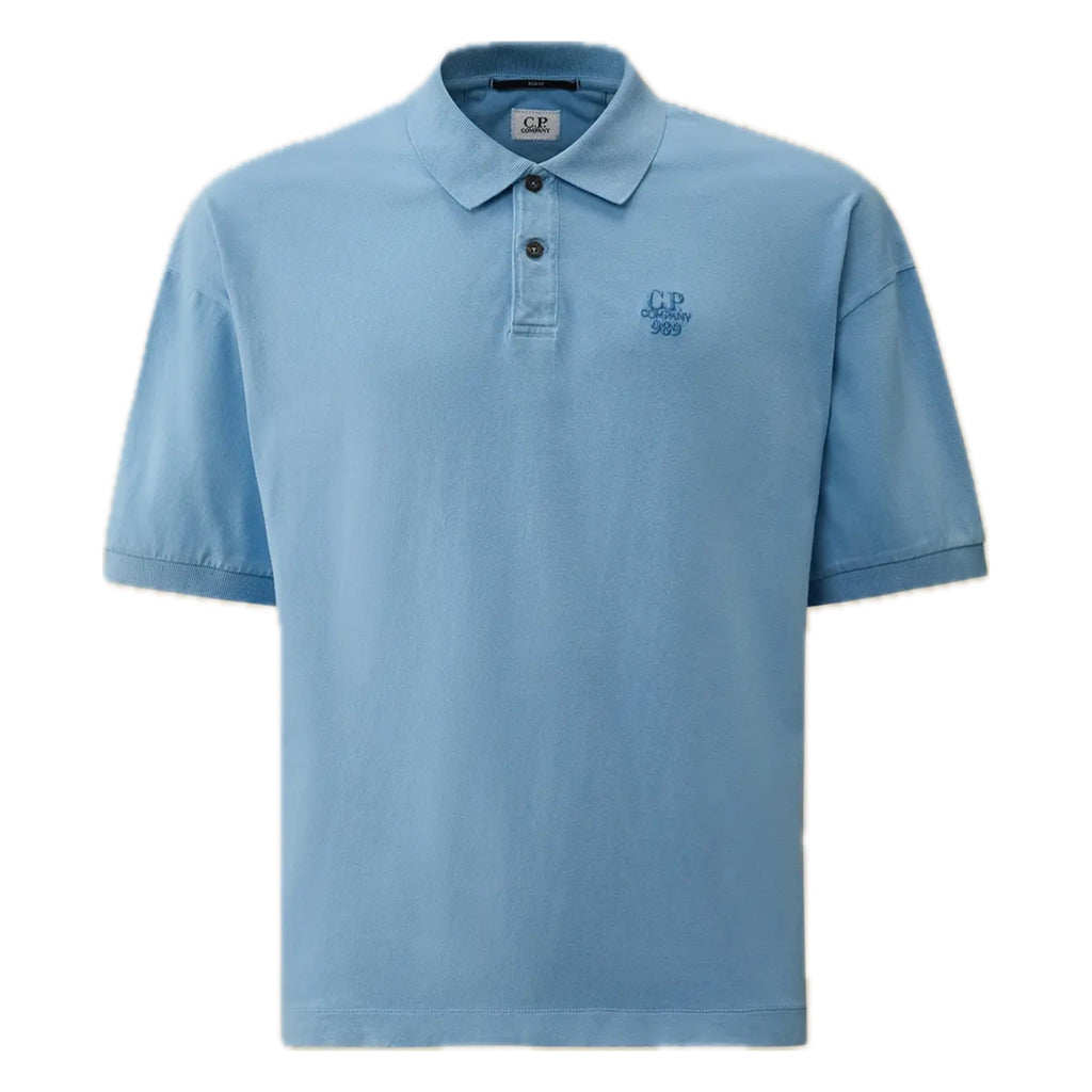 Cp Company Box Fit 989 Logo Polo Shirt In Light Blue