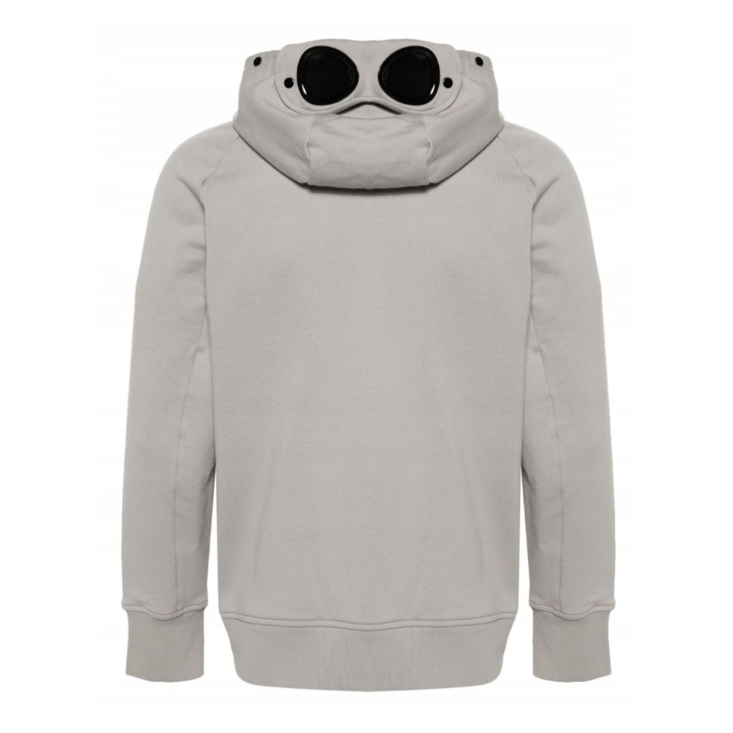 Cp Company Goggle Full Zip Hoodie In Drizzle Grey