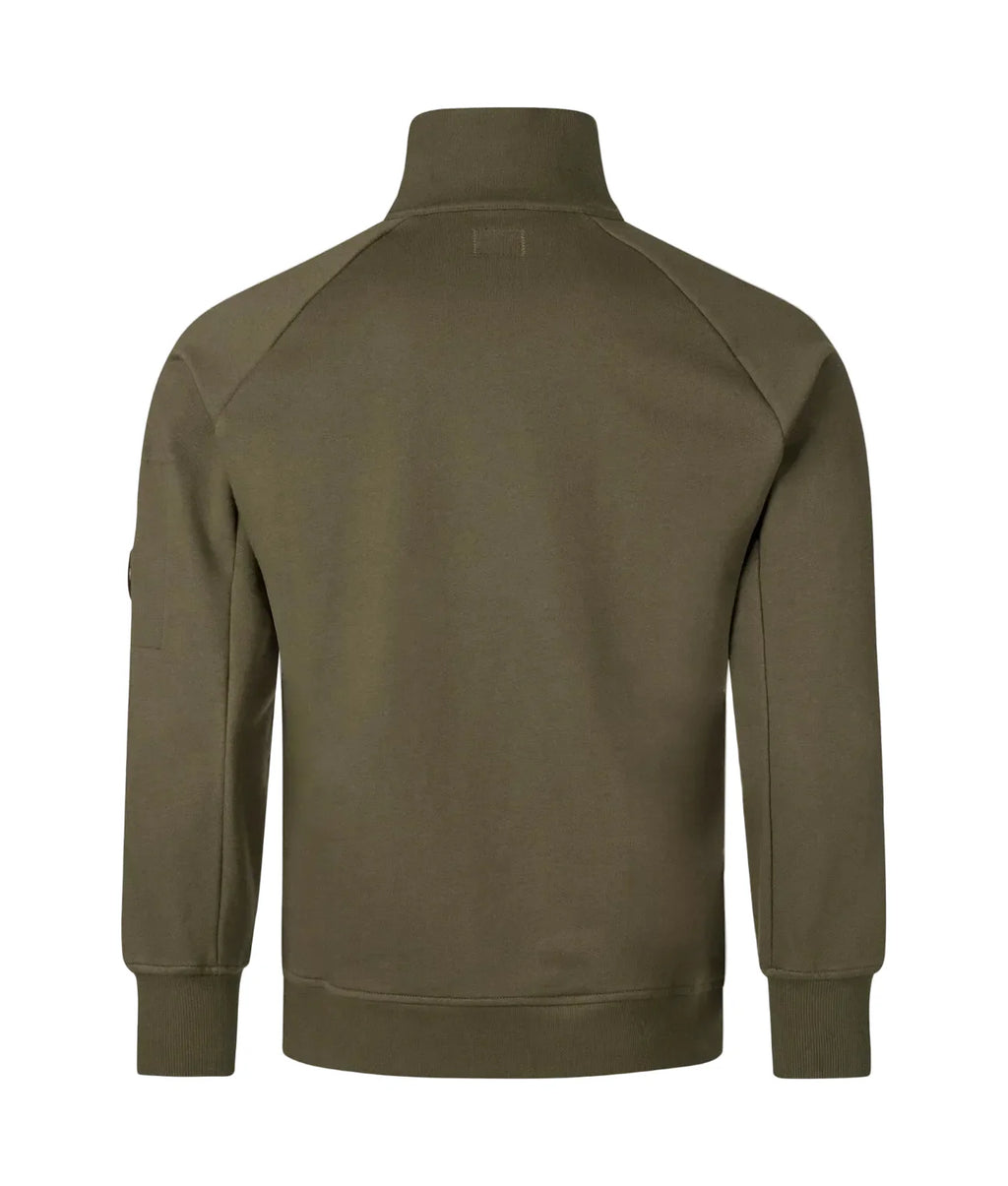 Cp Company 16cm Diagonal Raised Quarter Zip Lens Sweatshirt In Ivy Green