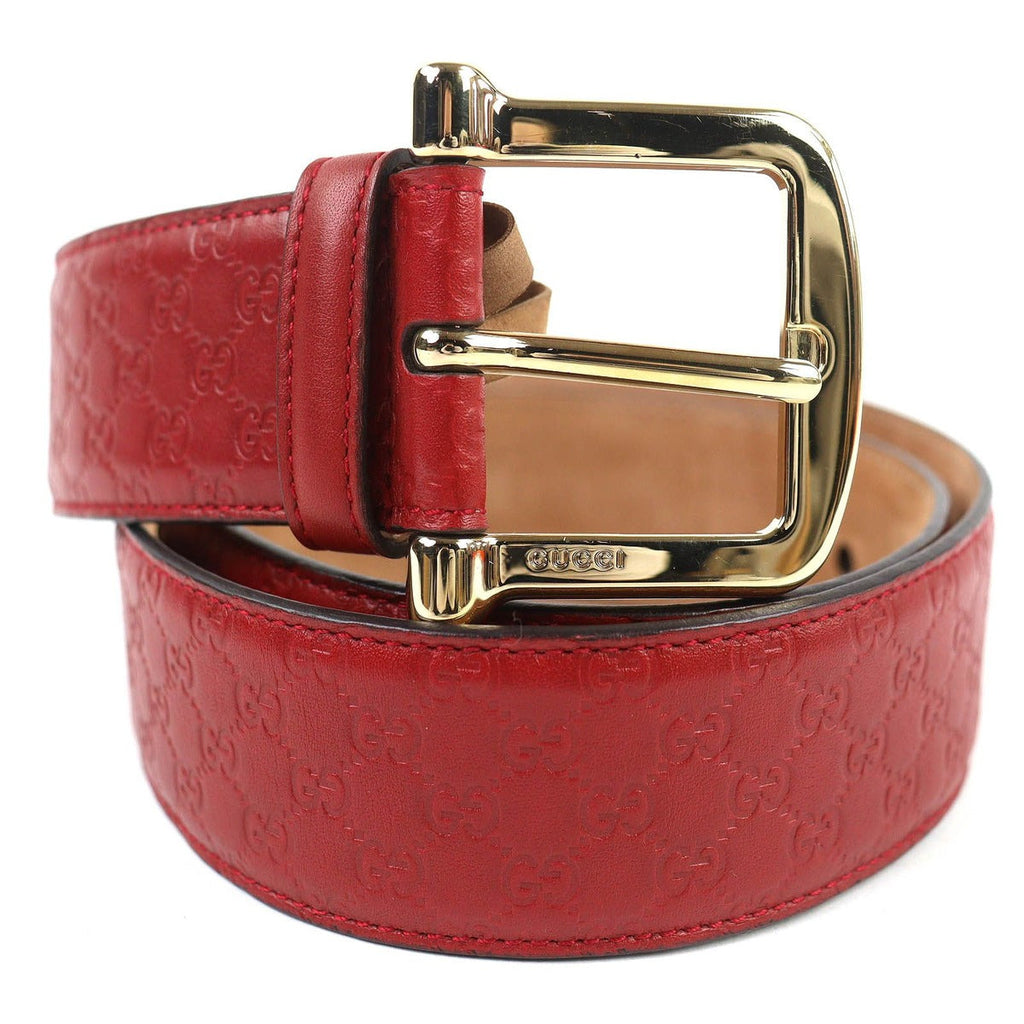 Gucci Micro Guccissima Leather Belt Red Gold