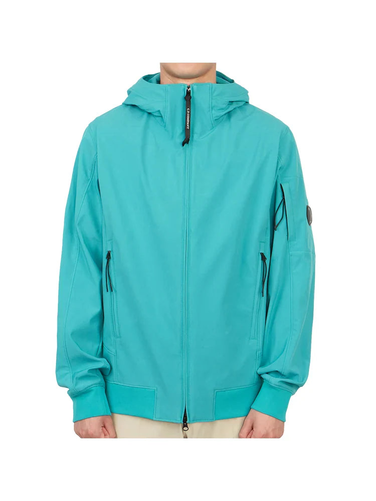 Cp Company Lens S/S Soft Shell Jacket In Tile Blue