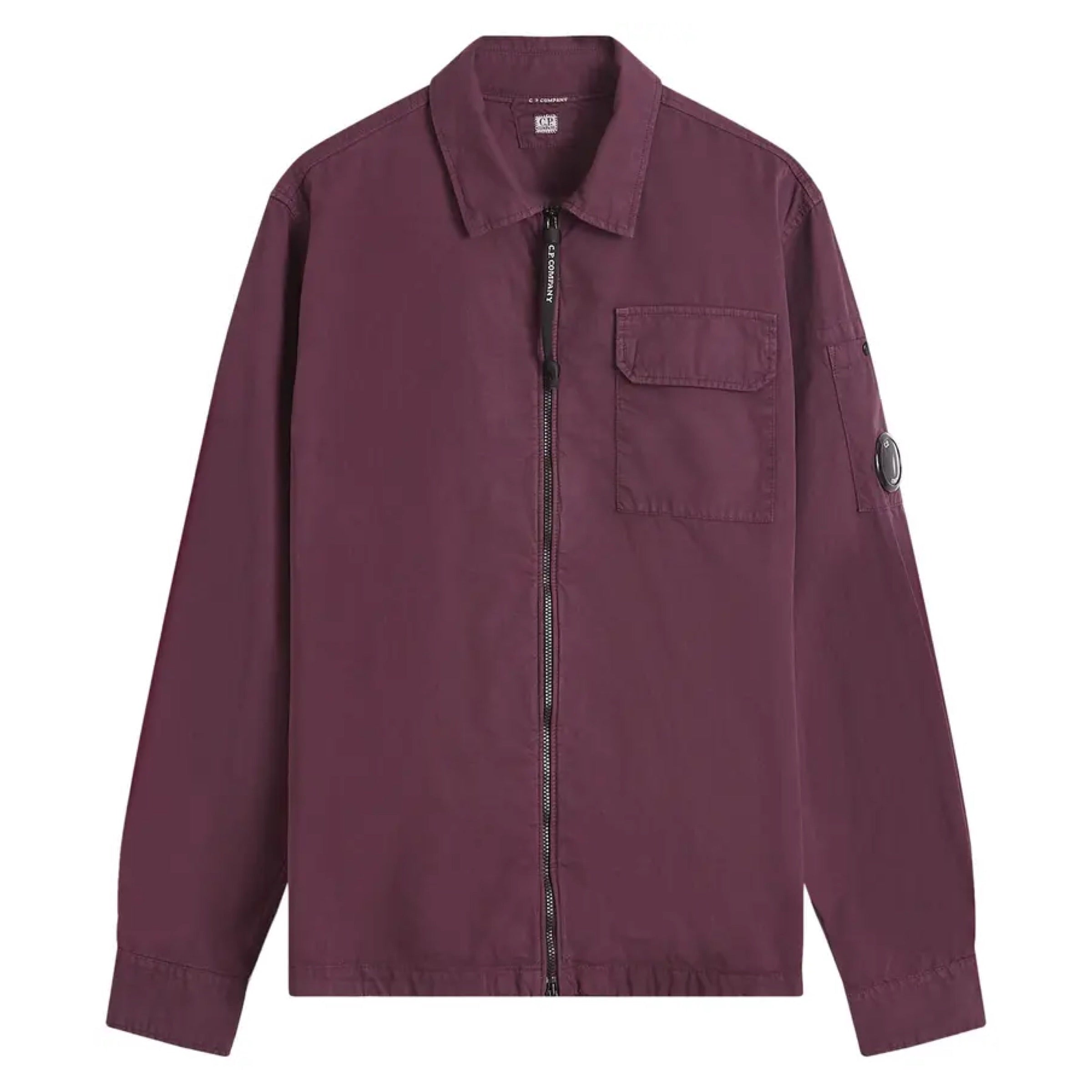 Cp Company 124A Organic Gabardine Lens Zip Overshirt In Potent Purple