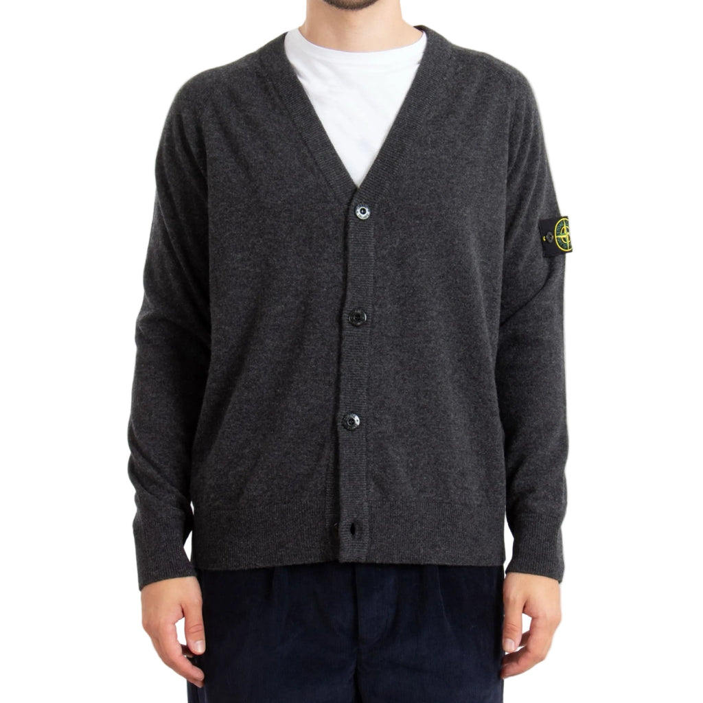 Stone Island RWS Wool Cardigan In Charcoal