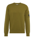 Cp Company Cotton Crepe Lens Knitted Sweatshirt in Green Moss