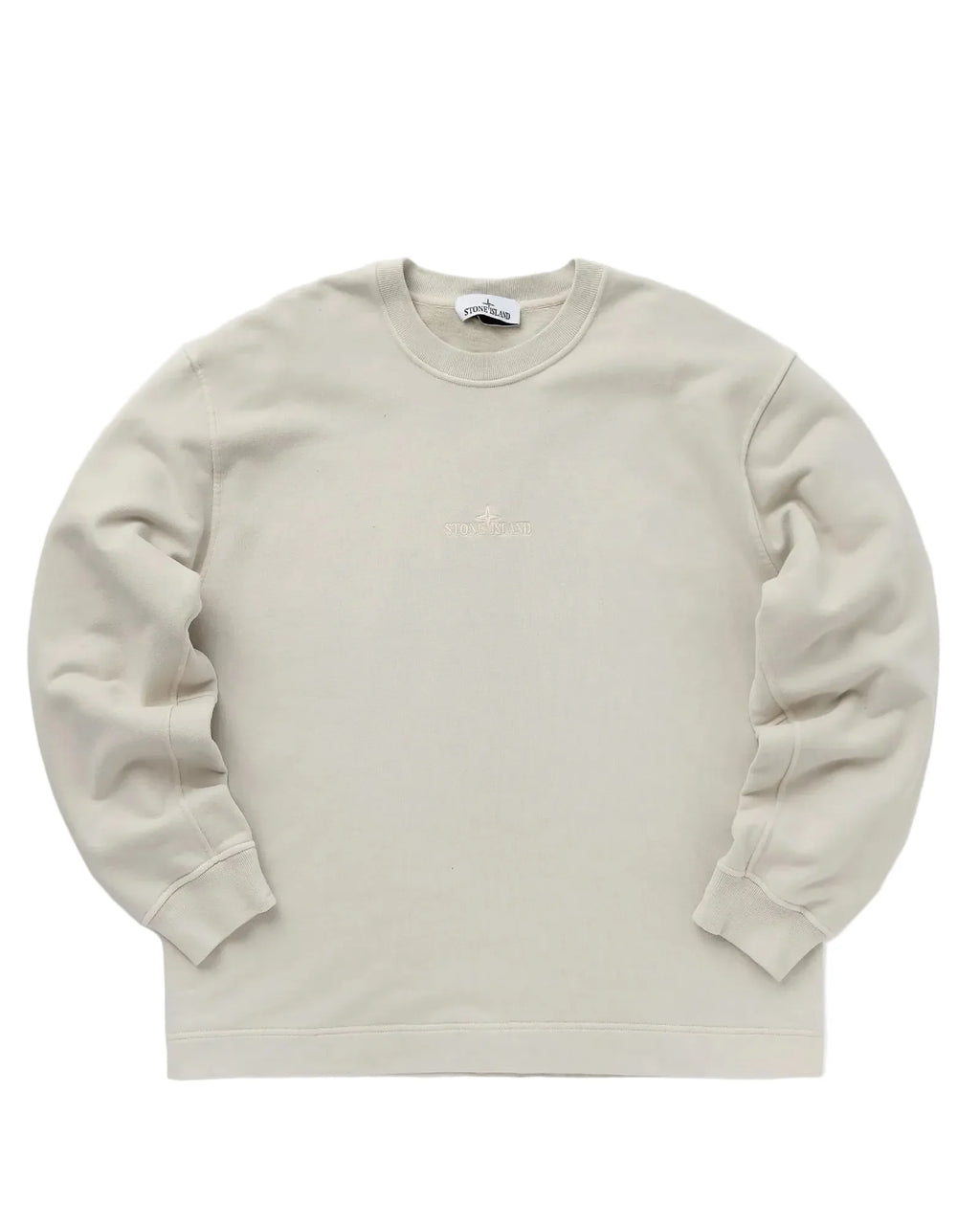 Stone Island Embroidered Logo Cotton Sweatshirt in Stucco