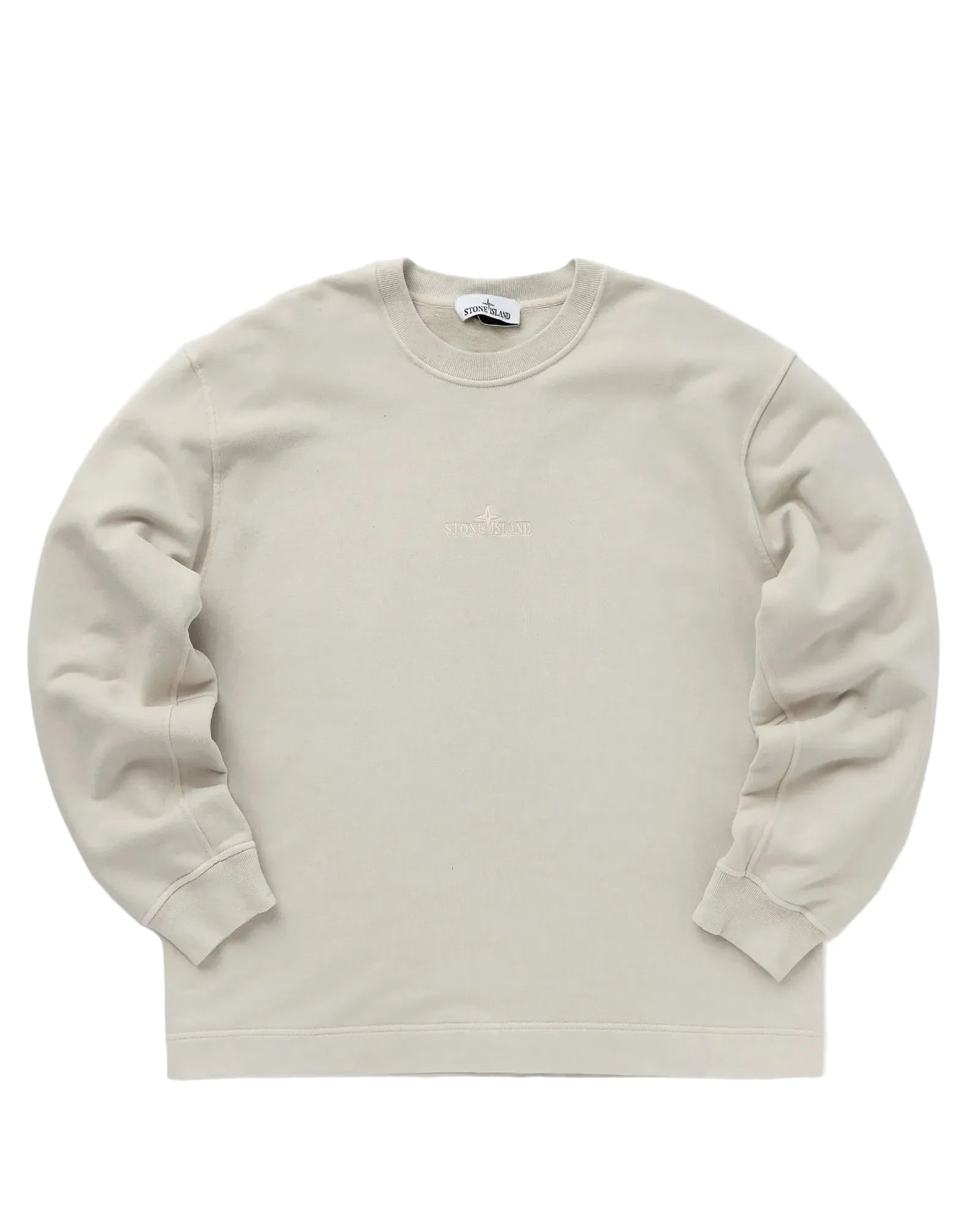 Stone Island Embroidered Logo Cotton Sweatshirt in Stucco