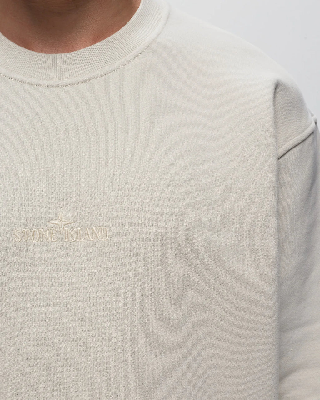 Stone Island Embroidered Logo Cotton Sweatshirt in Stucco