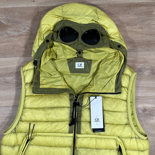 C.P. Company D.D. Shell Goggle Down Gilet in Green Sheen - Yellow