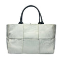 Bottega Veneta Arco Tote Handbag Intrecciato Canvas Leather White Black