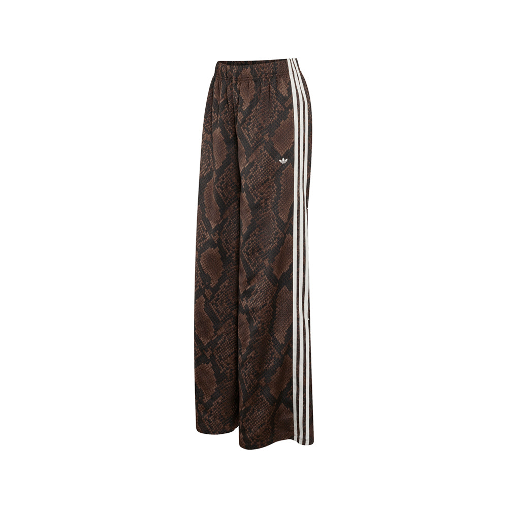 Satin Snake Print Wide Leg Track Pants