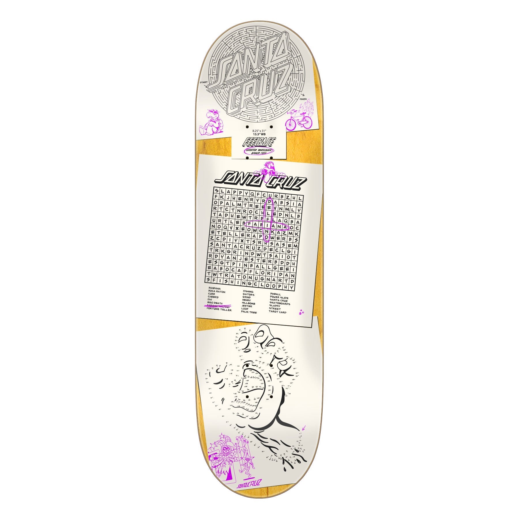 Santa Cruz Skateboard Deck Delfino Scribble FeelBase 8.25" x 31"