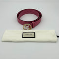 Gucci Belt Interlocking Leather Metal Pink Light Togo
