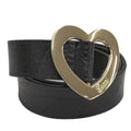 Gucci Holeless Belt Heart Buckle Leather Black