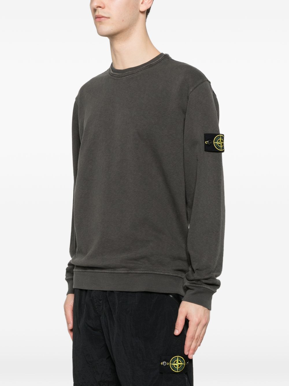 Stone Island Malfile Fleece Old Effect Sweatshirt In Grey