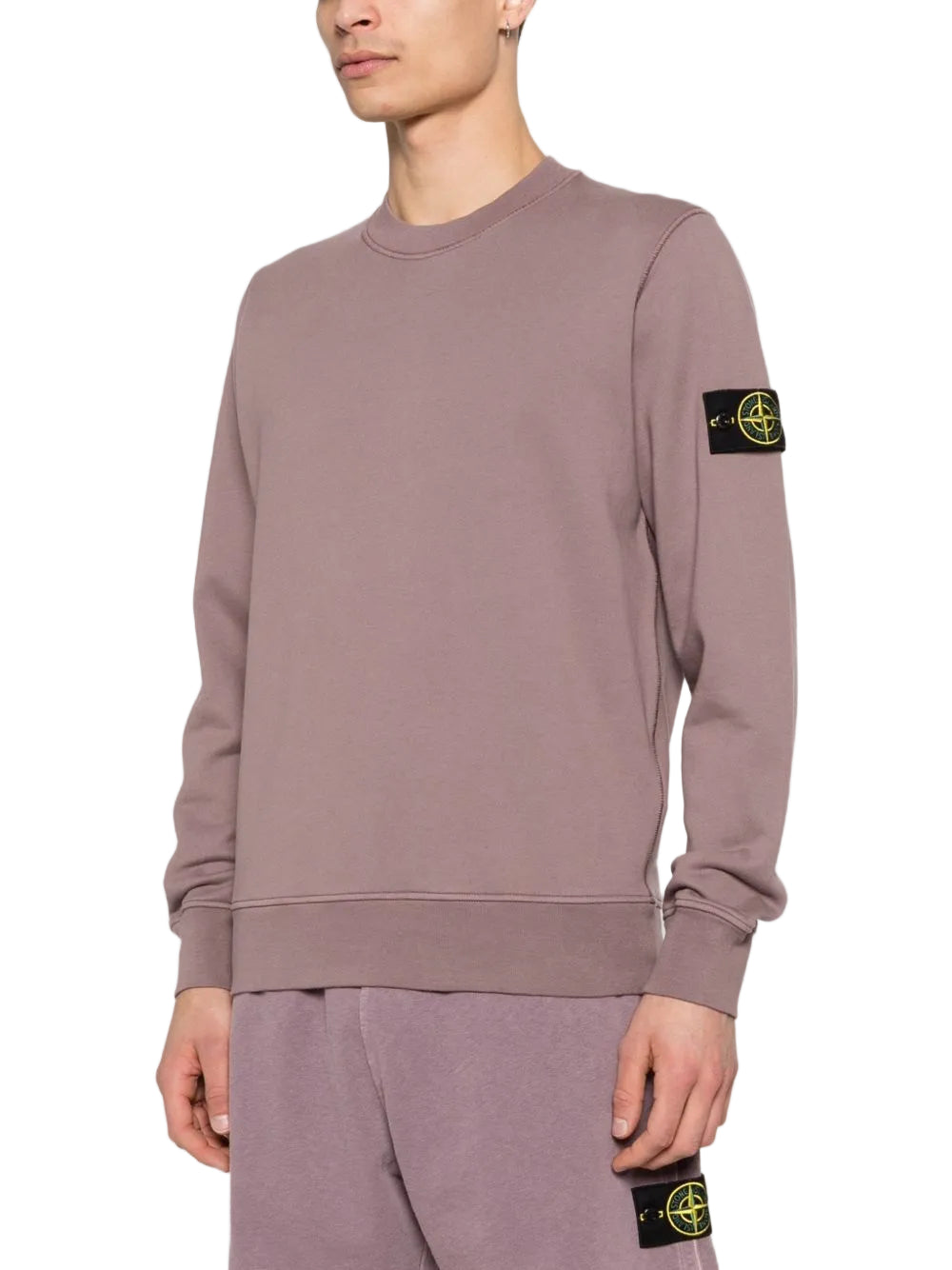 Stone Island Cotton Sweatshirt In Purple Grey