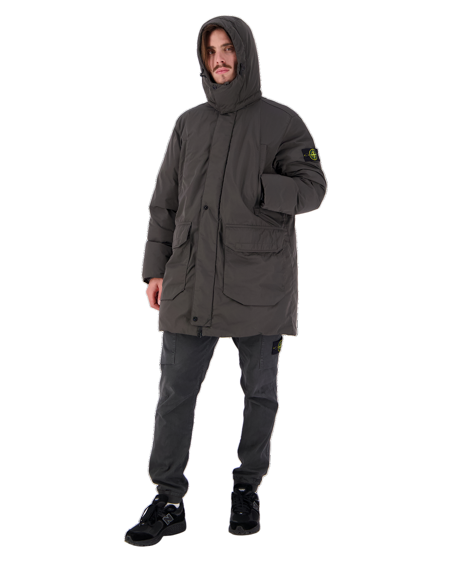 Stone Island Micro Twill Down Jacket In Charcoal