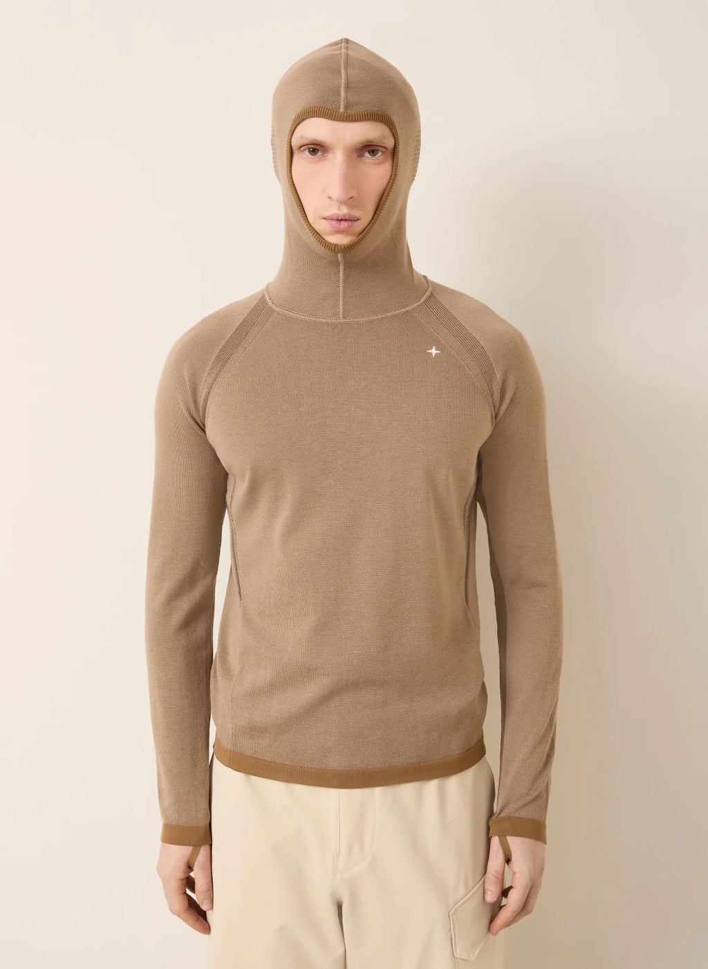 Stone Island Stellina Primaloft Bio Recycled Wool Hoodie In Tan
