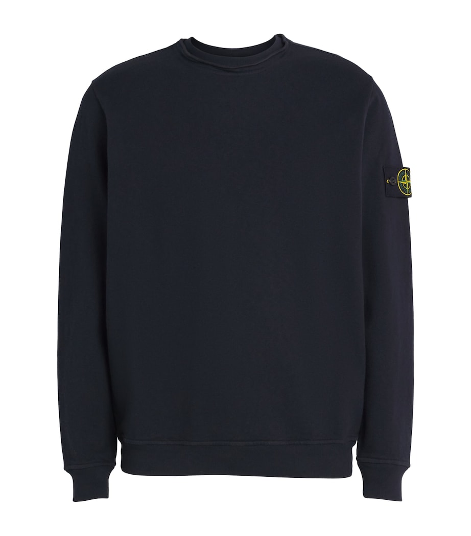 Stone Island Malfile Fleece Old Effect Sweatshirt In Navy