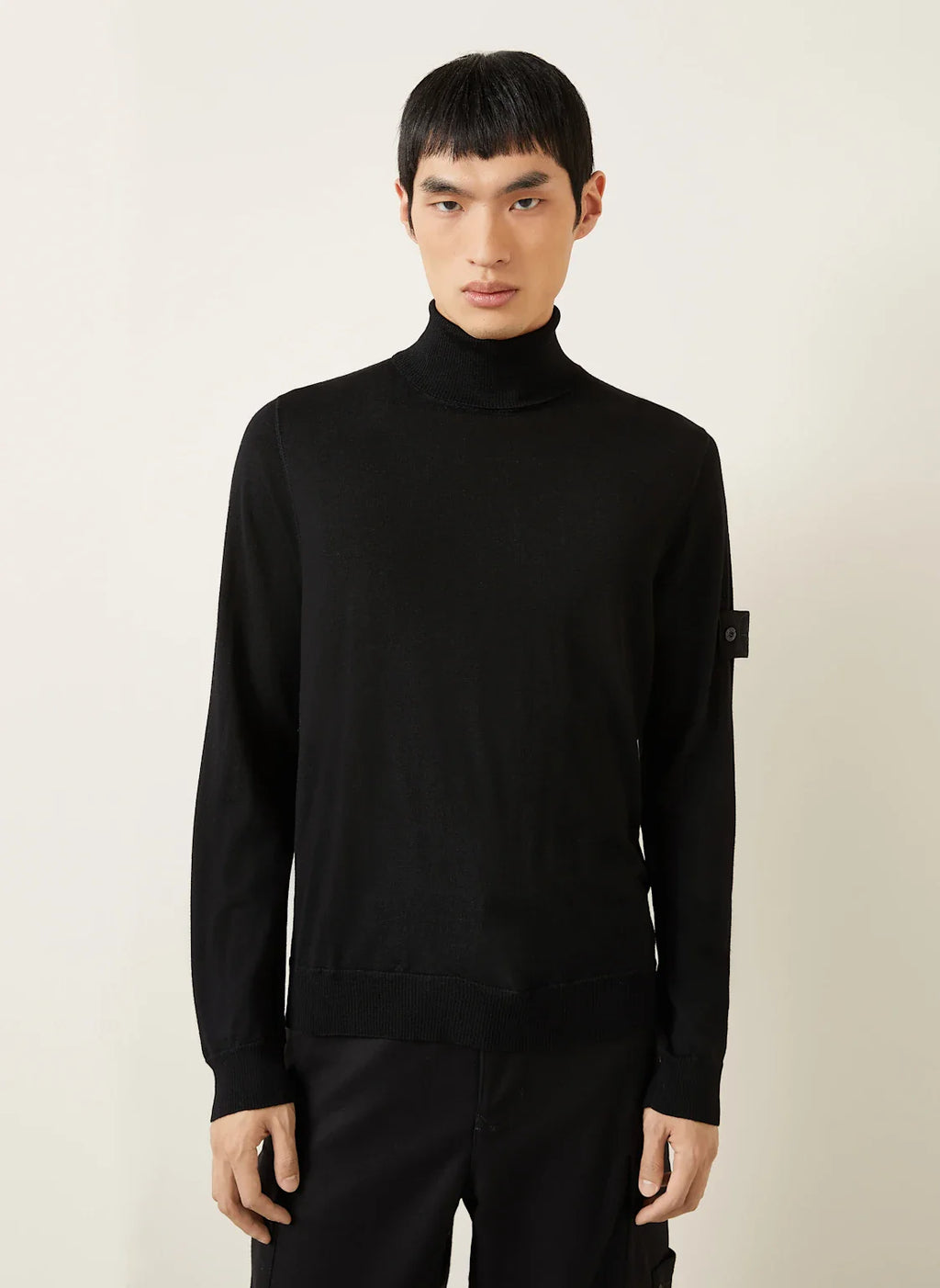 Stone Island Ghost Fine Knit Turtle Neck In Black