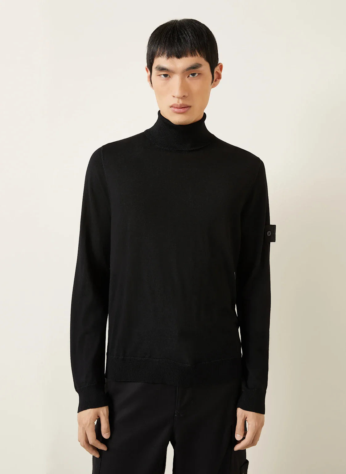 Stone Island Ghost Fine Knit Turtle Neck In Black