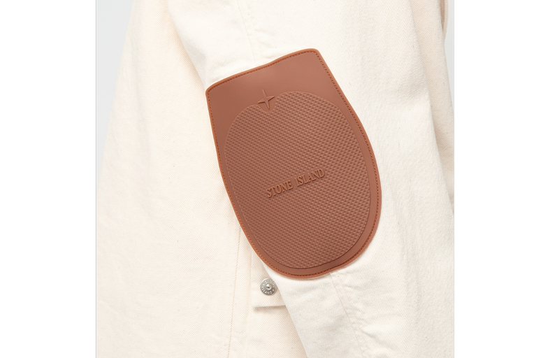 Stone Island Natural Cotton Gabardine S.I. Raw Beauty In Ivory
