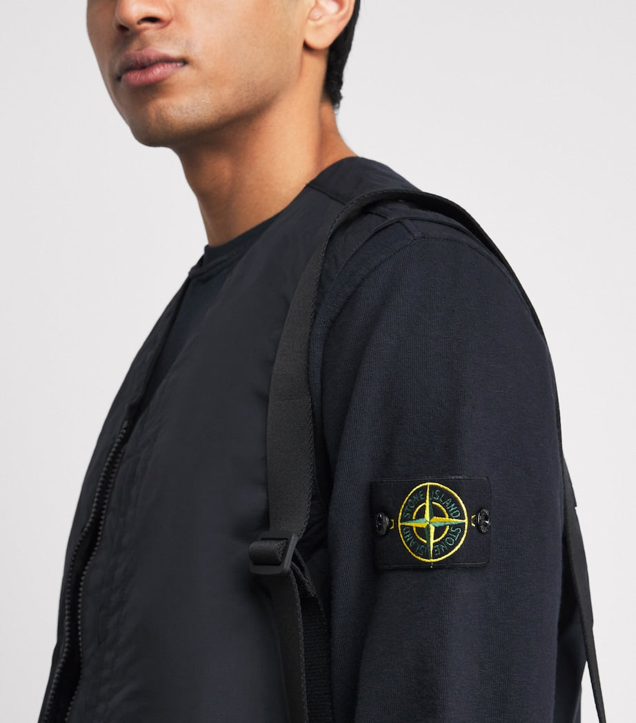 Stone Island Malfile Fleece Old Effect Sweatshirt In Navy