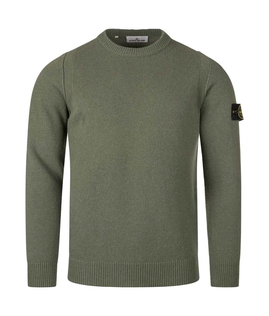 Stone Island Lambswool Crewneck Sweater In Verde