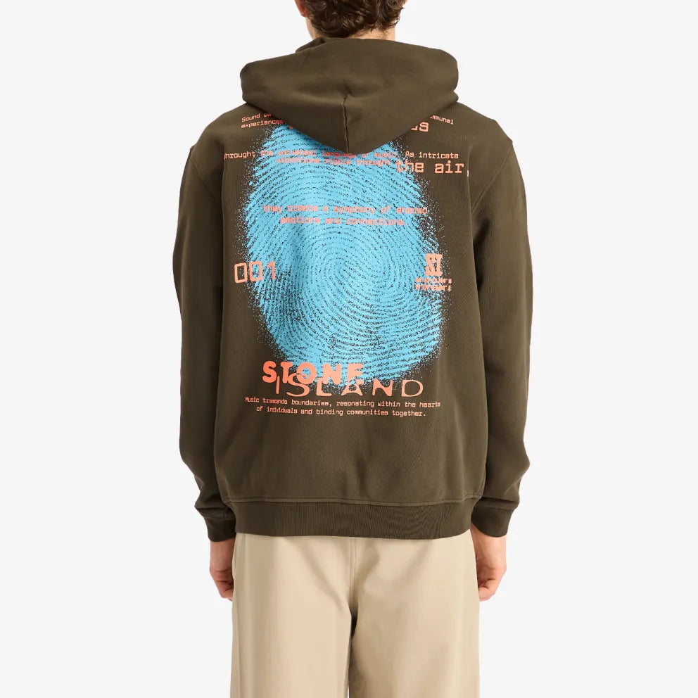 Stone Island Boxy Fit Cotton Fleece Full Zip Hoodie In Verde