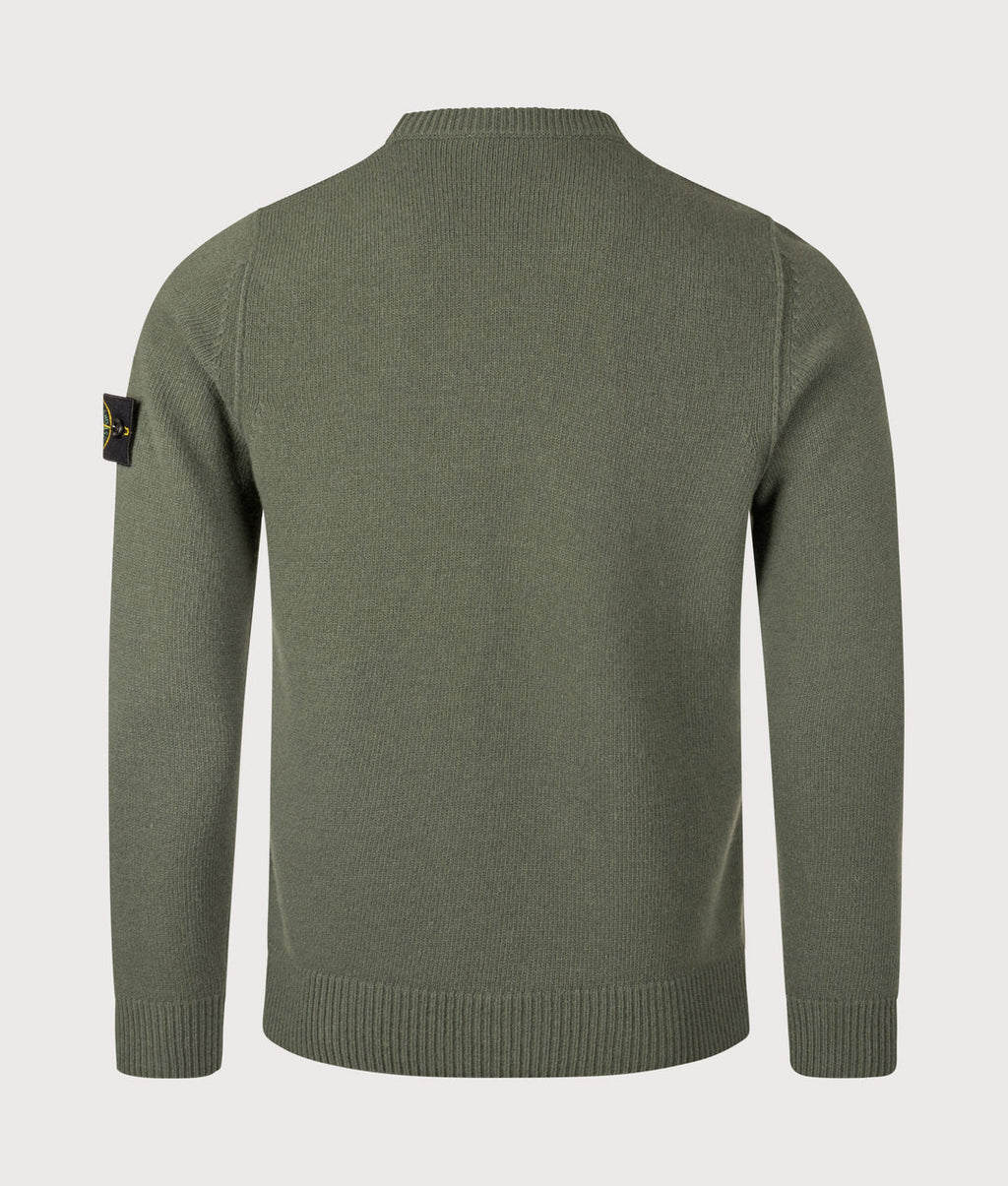 Stone Island Lambswool Crewneck Sweater In Verde