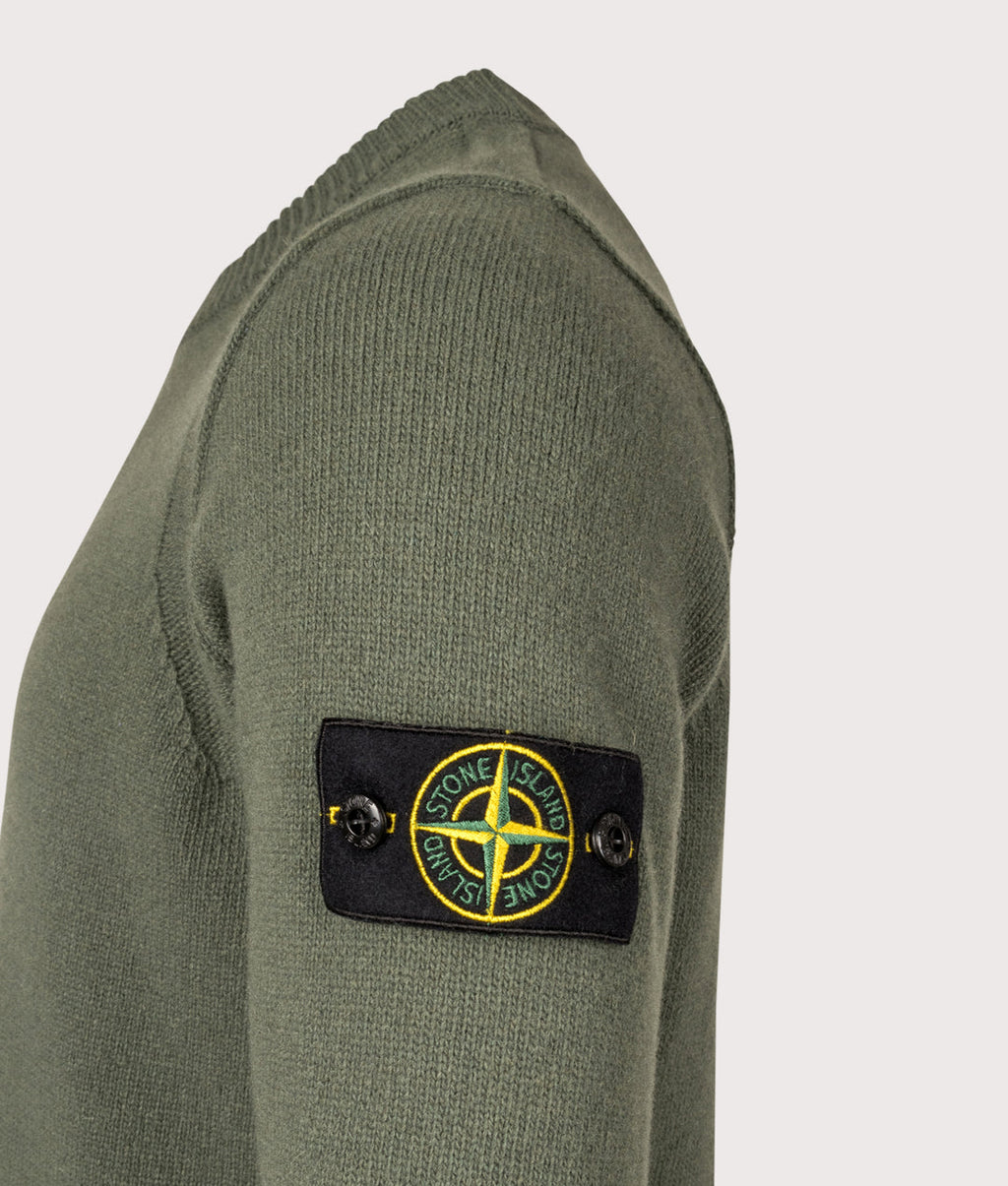 Stone Island Lambswool Crewneck Sweater In Verde