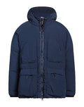Cp Company Long Flatt Nylon Lens Down Jacket in Peacoat