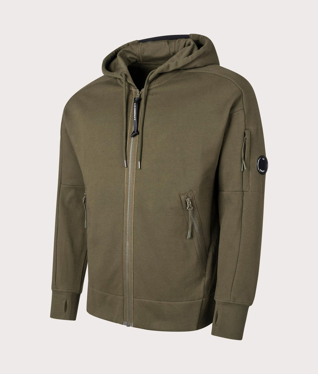 Cp Company Diagonal Raised Lens Full Zip In Ivy Green