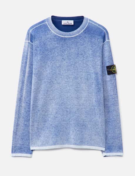 Stone Island Reversible Cotton Knit In Blue