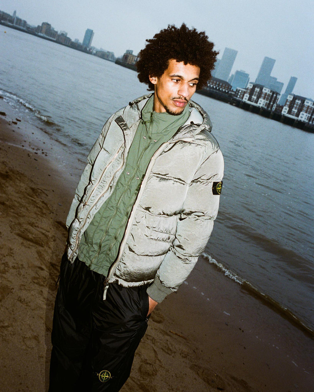 Stone Island Nylon Metal Down Jacket In Khaki