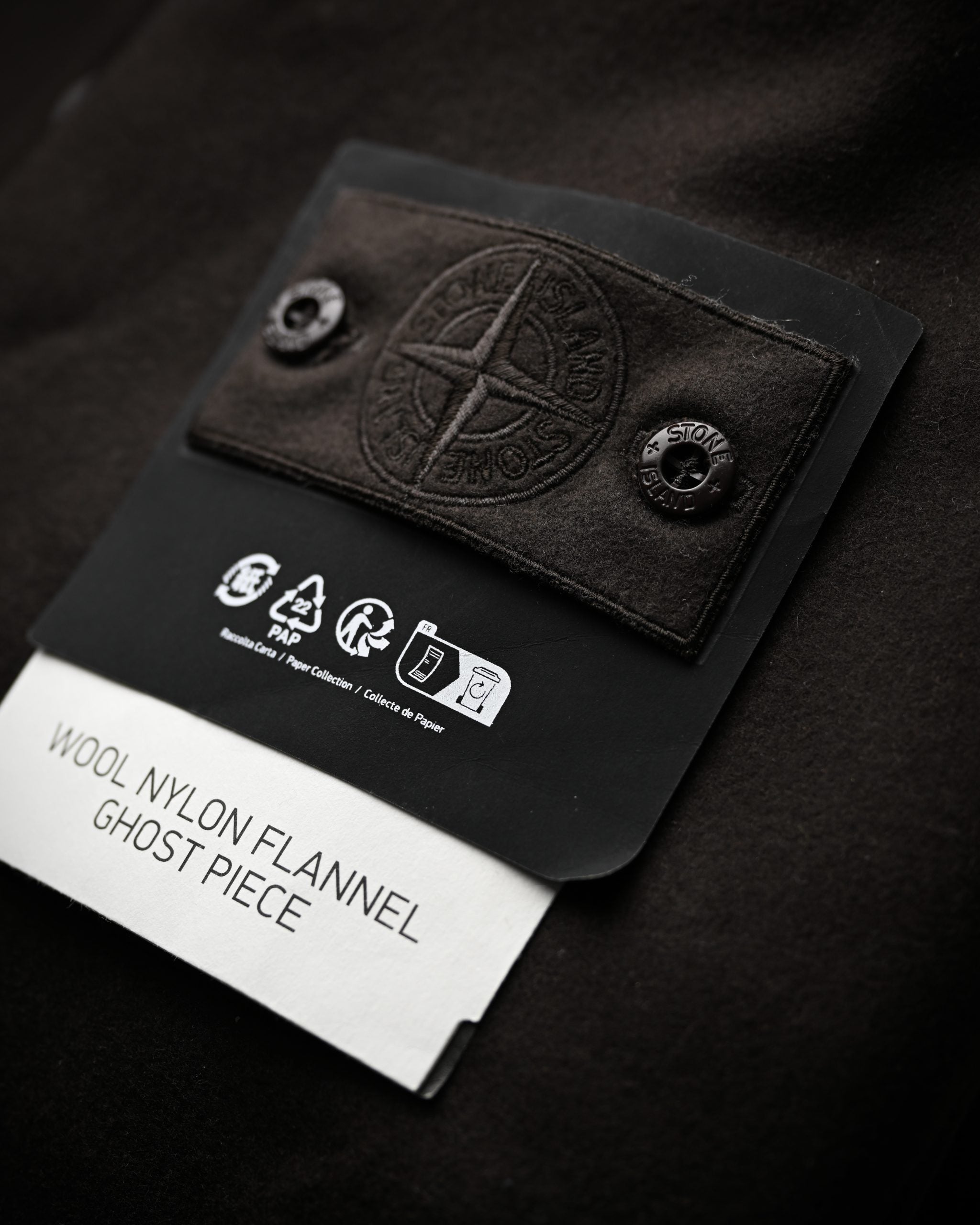 Stone Island Wool Nylon Flannel Ghost Piece In Black