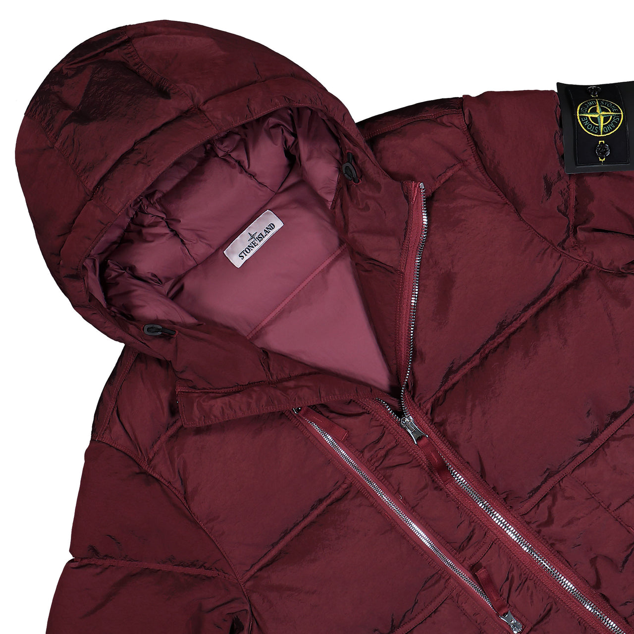Stone Island Nylon Metal Down Jacket In Burgundy