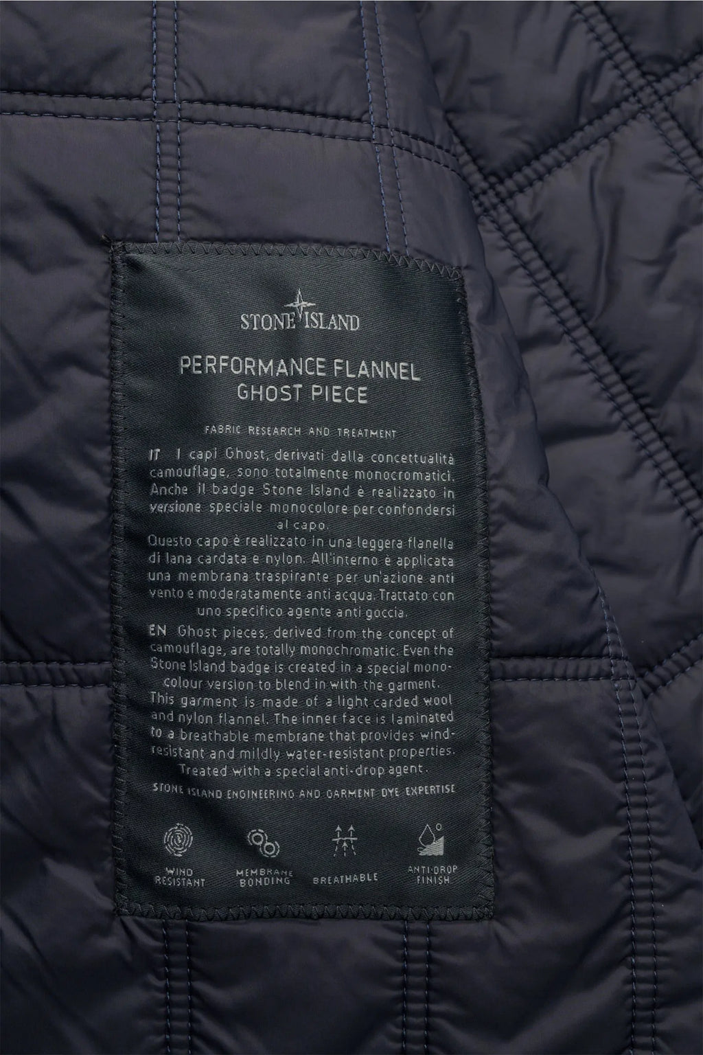 Stone Island Performance Flannel Ghost Piece In Navy