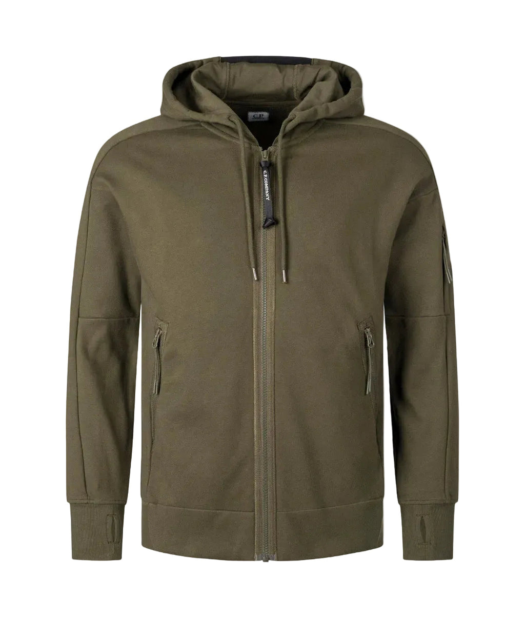 Cp Company Diagonal Raised Lens Full Zip In Ivy Green