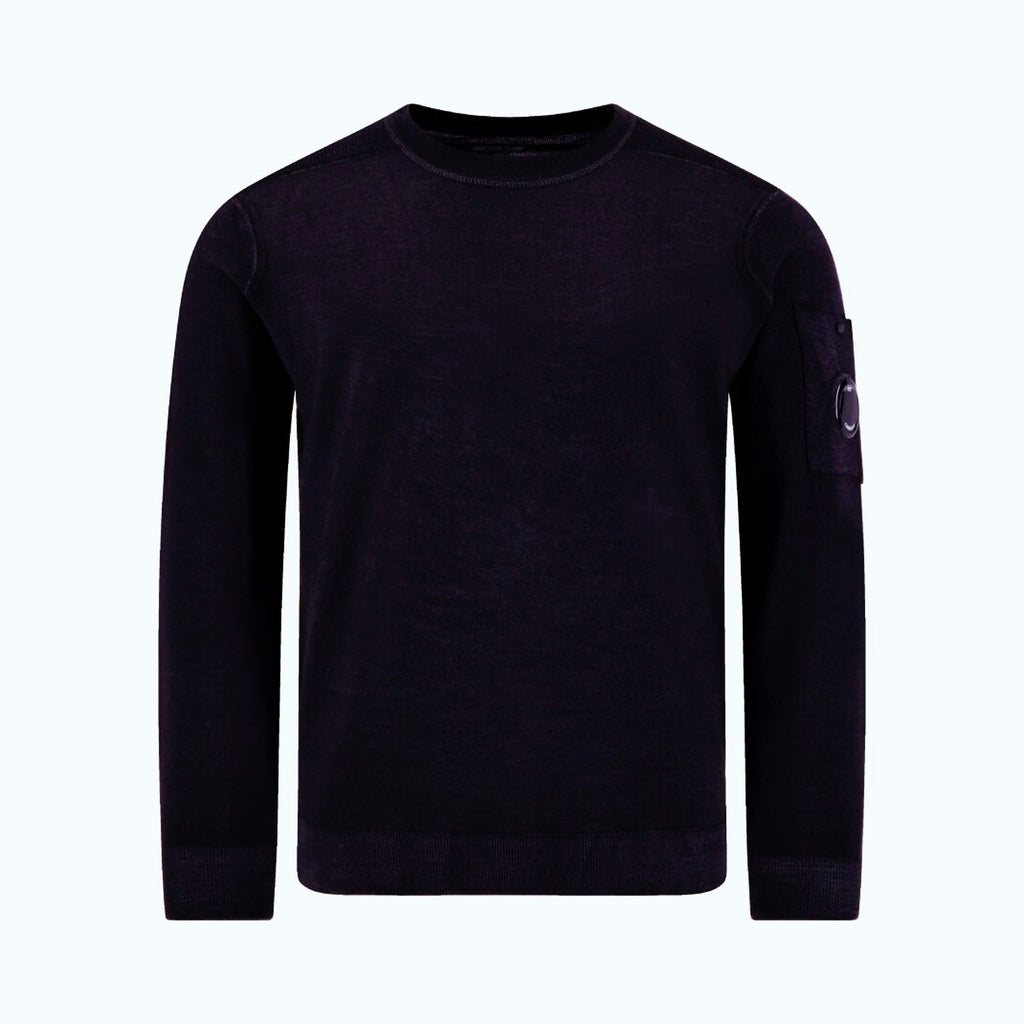 Cp Company Extrafine Merino Wool Lens Sweatshirt In Black