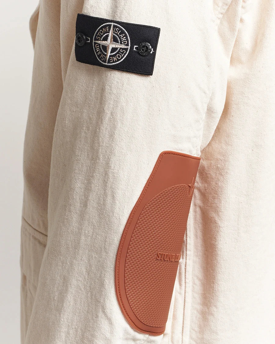 Stone Island Natural Cotton Gabardine S.I. Raw Beauty In Ivory