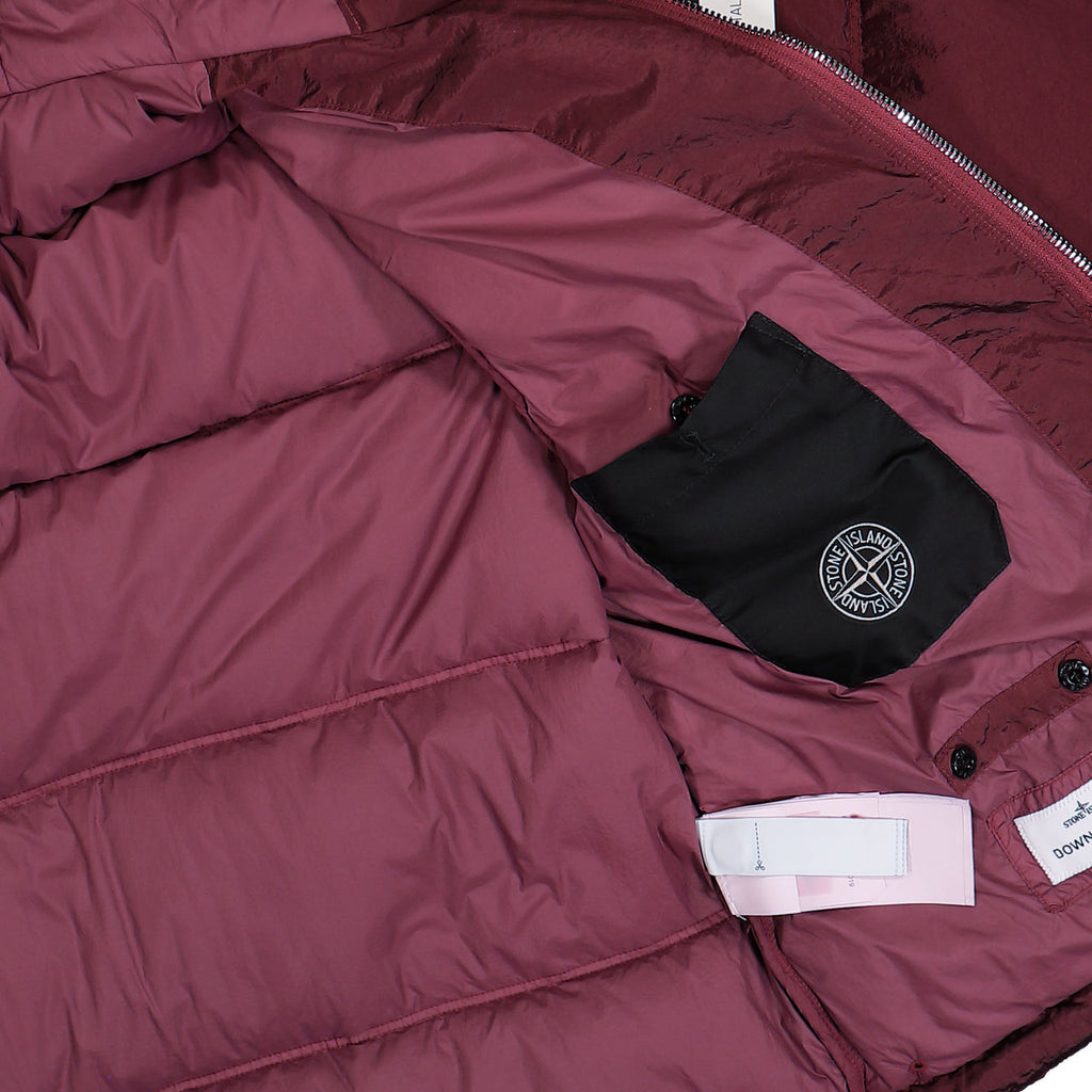 Stone Island Nylon Metal Down Jacket In Burgundy