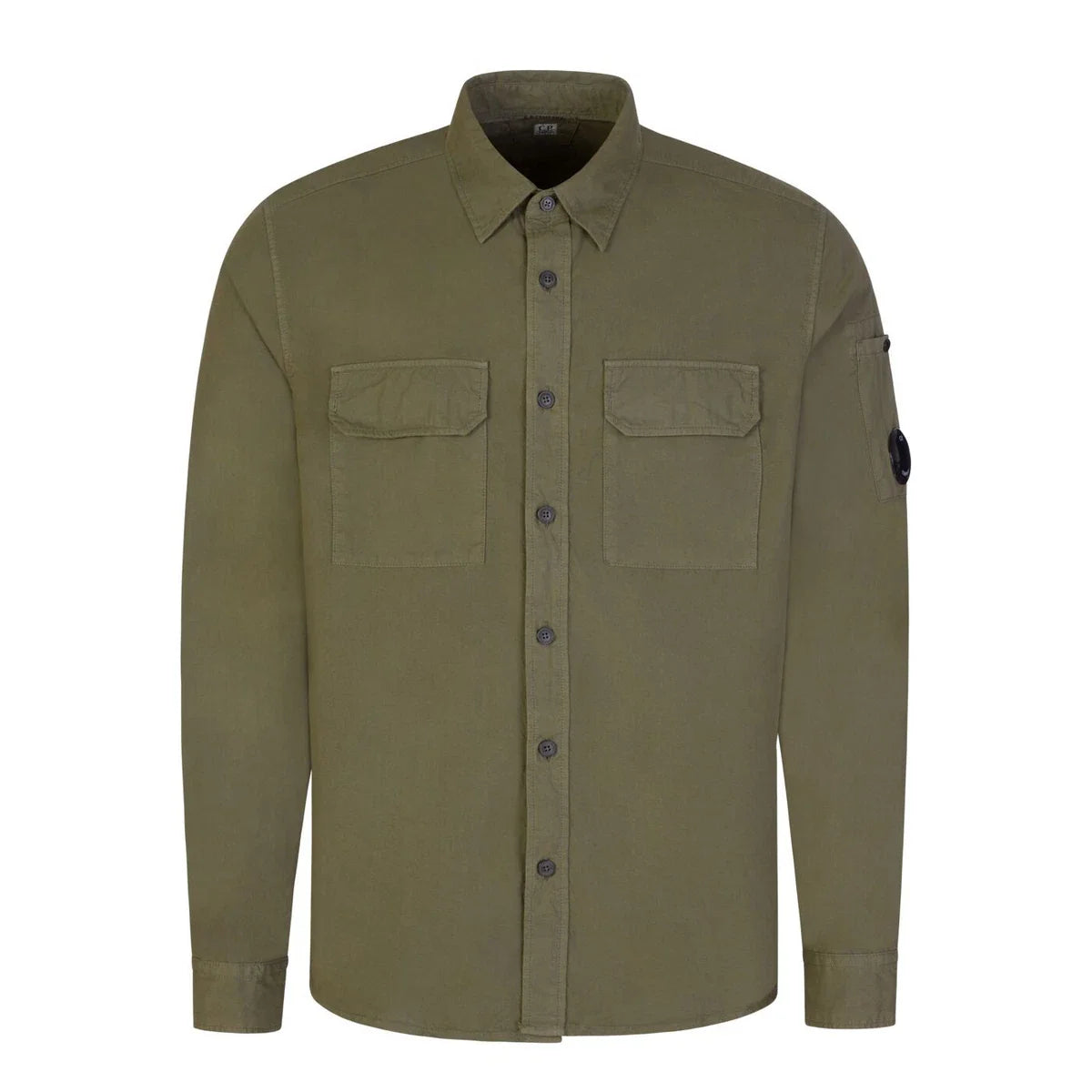 Cp Company 140A Button Up Lens Shirt In Ivy Green