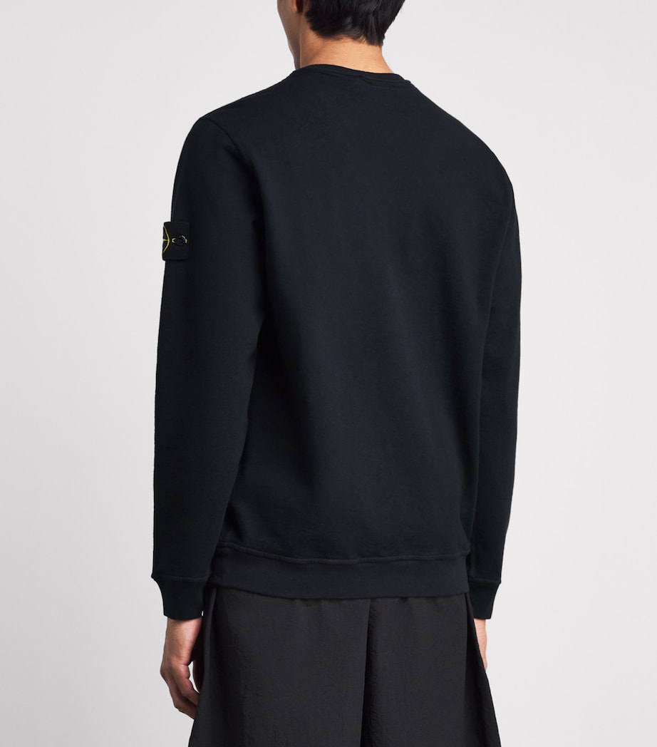 Stone Island Malfile Fleece Old Effect Sweatshirt In Navy
