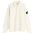 Stone Island Brushed Heavy Cotton Long Sleeve Polo In Ivory