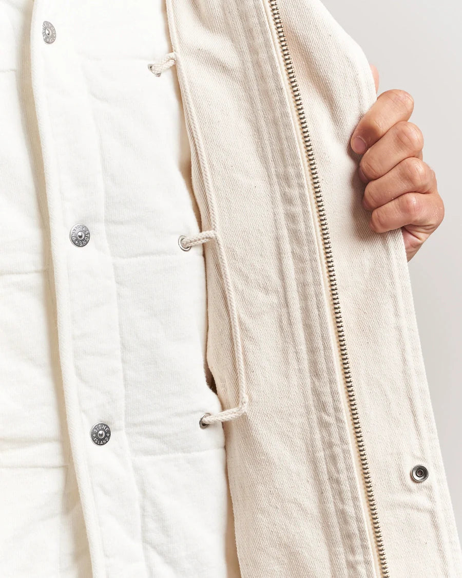 Stone Island Natural Cotton Gabardine S.I. Raw Beauty In Ivory