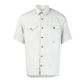 Cp Company Short Sleeve Logo Linen Shirt In White